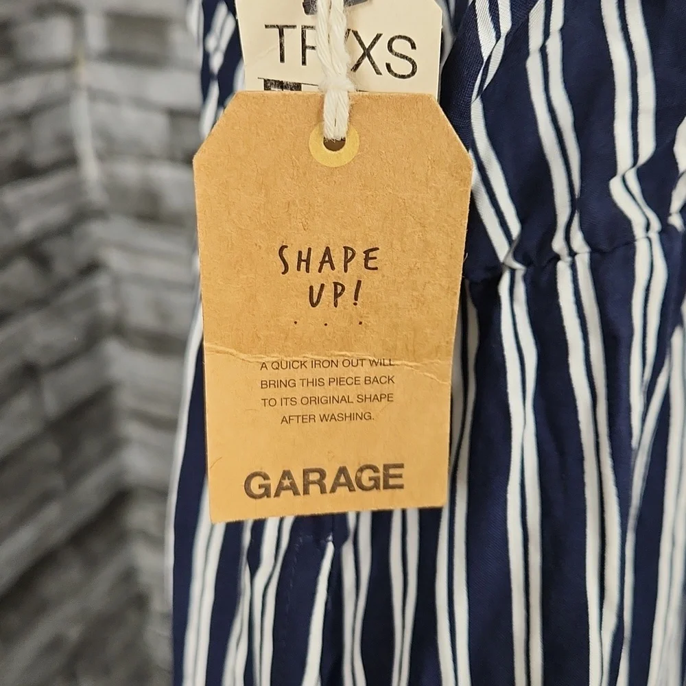 Garage Navy Blue Striped Wrap Jumpsuit - Picture 10 of 10